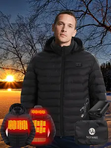 Norwell Heated Jacket with Battery 7.4V/3A 5000mAh Pack Dual Control 5 Heat Zones LED Waterproof Comfort Basic Winter Clothes for Men with Hoodie, Plus Size Women's Clothing