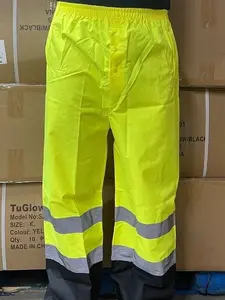 TuGlow Safety Rain-Pants Rain-Wear Pants Yellow Waterproof Durable with Reflective Strips for Rainy Season and Rainy Day