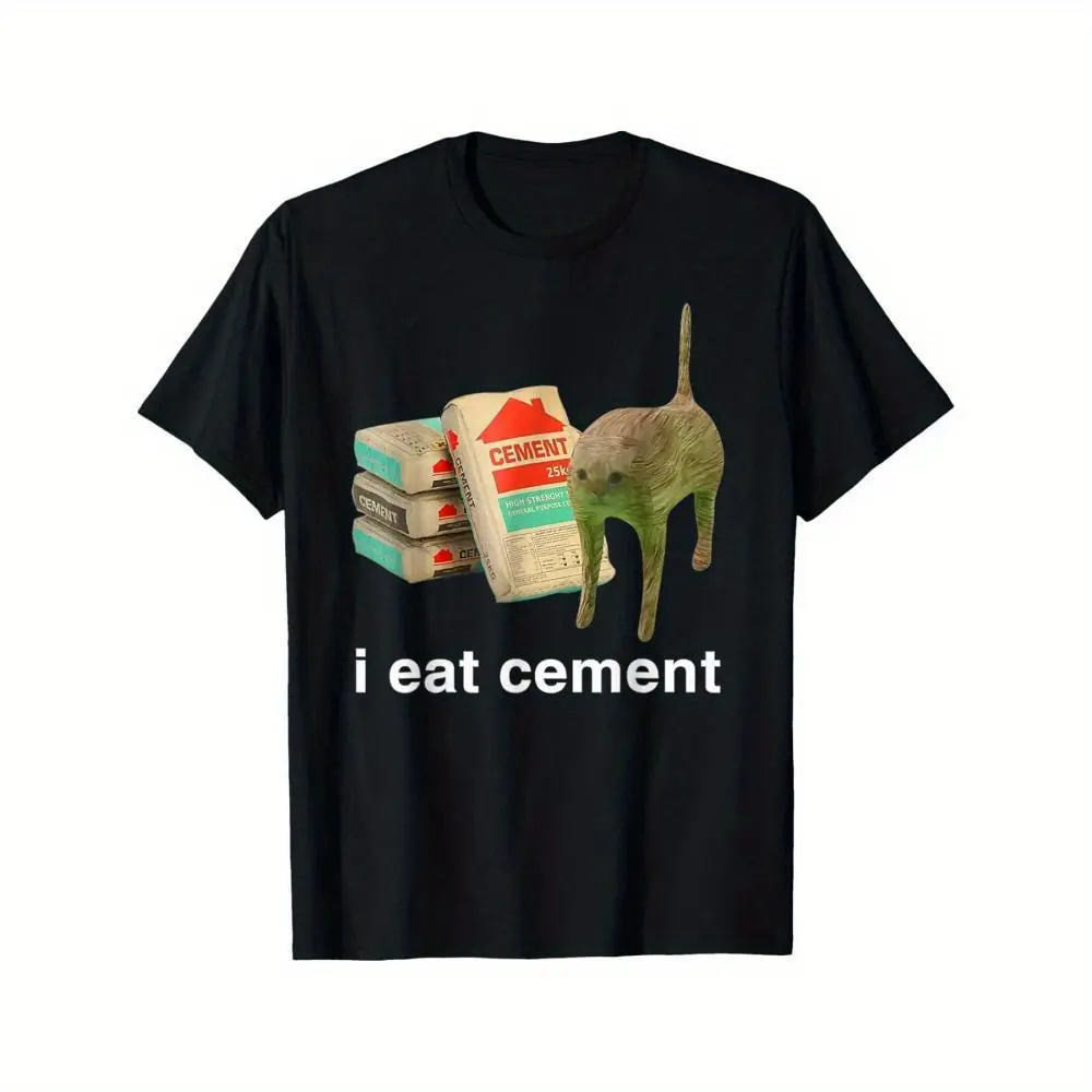 100% Cotton I Eat Cement Curse Cat Humor Weird Specific Dank Meme T-Shirt Casual Round Neck  Ivan Cornejo Merch Graphic Tees Men Gifts Graphic Tee Menswear Fabric Cotton Shortsleeve Tshirt Loose Crochet Top Streetwear T Golf Gift T-Shirt For Men And Women