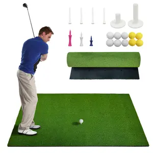Golf Hitting Mats, 5x4ft/5x5ft Golf Mat for Indoor Outdoor Practice,31MM Thickened High-Elasticity Artificial Turf Mat for Garage Simulator Chipping Driving Training