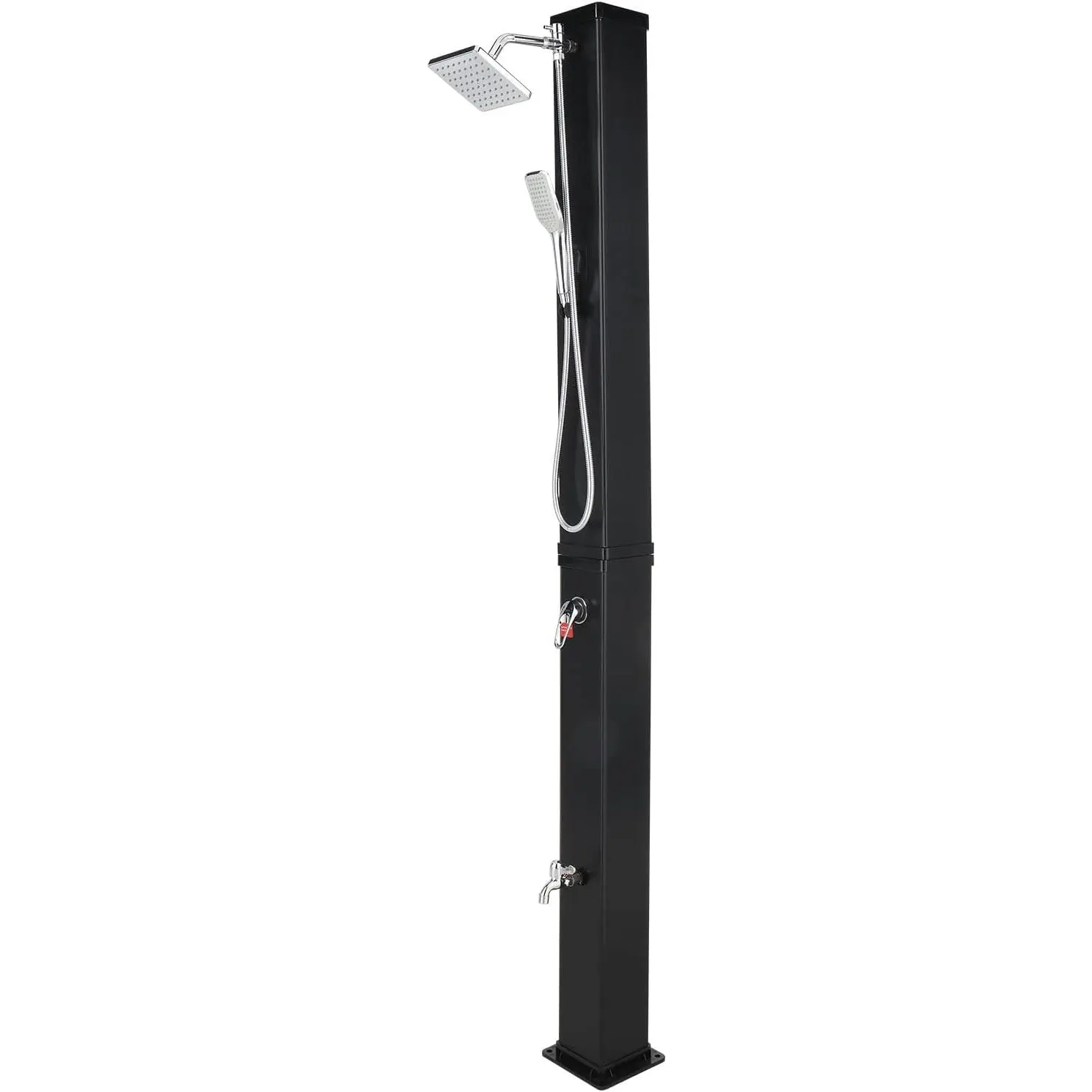 VINGLI 7.2FT 10.6/16/2.3 Gallon Solar Heated Outdoor Shower with 360° Swivel Shower Head, Handhold & Foot Tap for Poolside Backyard Beach Spa