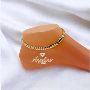 Angeline Lorn  Anklet #1240 Size 9.5 Laminado 14k Capas Oro Real Alta Calidad Uso Diario