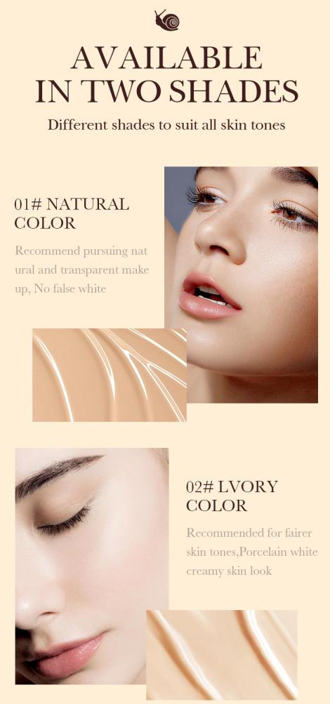 2PCS High-coverage waterproof snail BB cream - matte finish, long-lasting moisturizing and oil control, creates a natural makeup look, perfect for makeup beginners, a great gift for Mother's Day, Valentine's Day. anti-aging skin rejuvenation