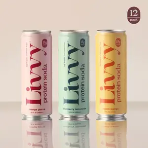 Livvy Sparkling Clear Protein Soda, 15g Protein, Variety Pack, 12 fl oz Cans (12 Pack), 80 Calories, Caffeine Free