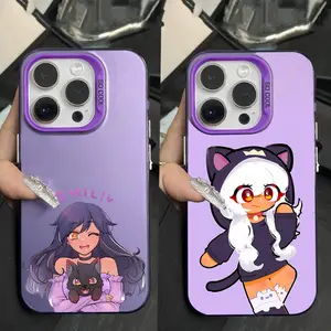 Cartoon A-Aphmau Meow Cat Phone Case For iPhone 17 17Air 16,15,14,13,12,11,Pro,Max,Plus,Mini,XS,Anti Fall Purple Matte Hard Bumper