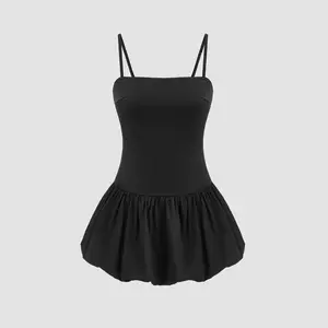 Cider [size 0-10] Collarless Solid Bubble Hem Cami Mini Dress