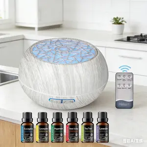 Family-Sized 550ml Ultrasonic Diffuser with Remote Control 7 LED Mood Lights & 6 Essential Oils for Home Wellness Aromatherapy Solution Gift