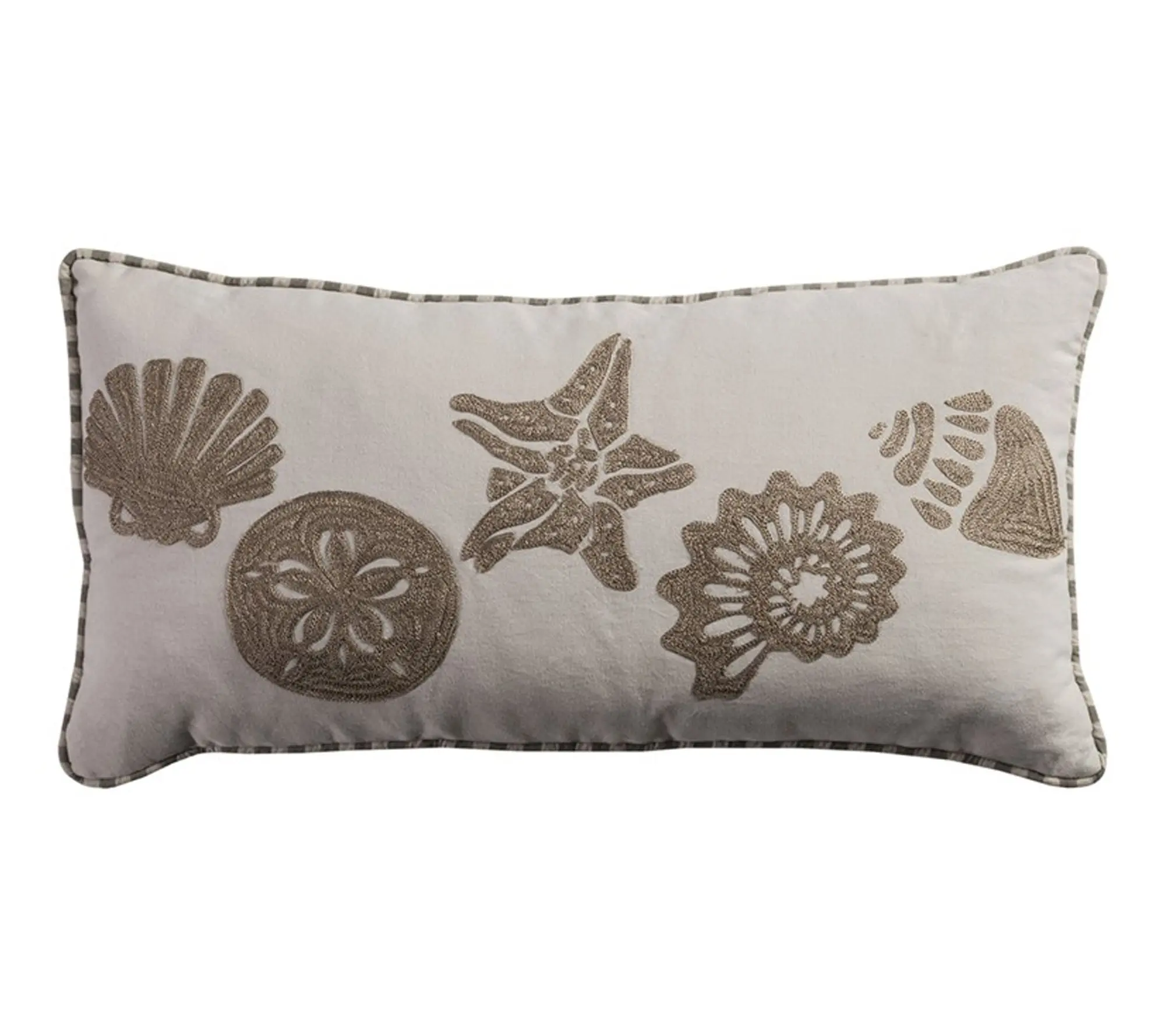 11" X 21" Beige and Khaki Seashells Cotton Throw Pillow 11" X 21" Beige and Khaki Seashells Cotton Throw Pillow