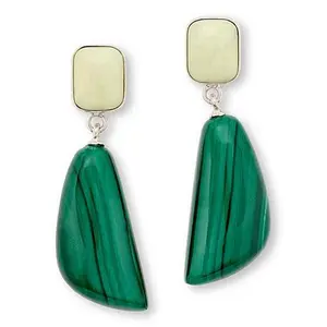 Mine Finds by Jay King African Meadow and Malachite Sterling Silver Dangle Earrings