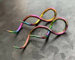 PAIR of Stunning Rainbow Steel Twist Tail Hanging Tapers Expanders / Plugs - Gauges 14g (1.6mm) thru 10g (2.4mm)