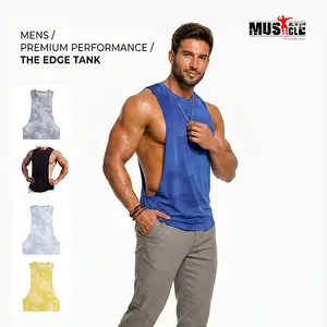 Men's Single Cutout Athletic Sleeveless Muscle Stringer Tank Top - Front Cutout Gym Training Bodybuilding Micro Tank Vest, Menswear Fitness Activewear, Cutout Vests