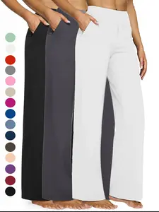 Women's Yoga Pants, High-Waist Straight-Leg Work Pants, Wide Leg Casual Sweatpants with Pockets, Breathable and Elastic Fabric