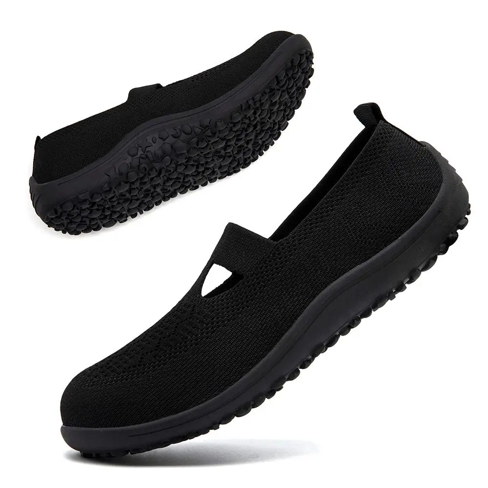 Women's Knit Barefoot Slip-On Flats - Stylish Walking Shoes, Soft Sole, Breathable, Lightweight, Minimalist, Wide Toe Box, Rubber Sole, All-Season Casual Gym Footwear, 2026 Spring Summer Mother's Day Gift