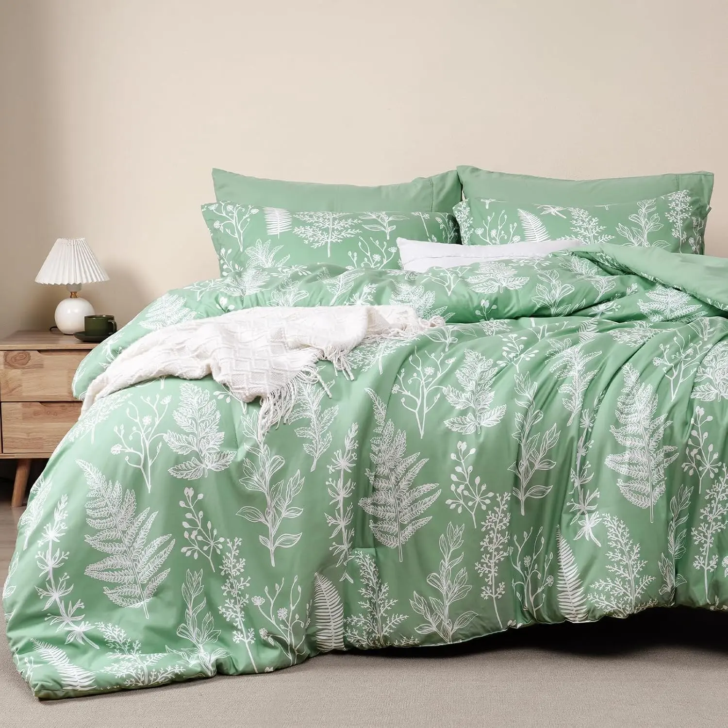 PHF Soft Printed Comforter Set, 3 counts/set Lightweight Botanical Floral Reversible Comforter with 2 Pillow Shams for All Seasons, summerwins