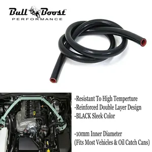 10mm 3/8" Black Vacuum Silicone Hose Racing Line Pipe Tube 4 Feet Per Order