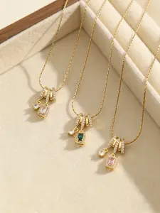 Luxury Gemstone Tassel Necklace Stainless Steel Gold-plated Chain, Adorned with Sparkling Zircon and Colorful Gem Pendants. The Playful Tassel Design Adds A Touch of Glamour Dainty Daily Wear Necklace Trendy Charms Necklace