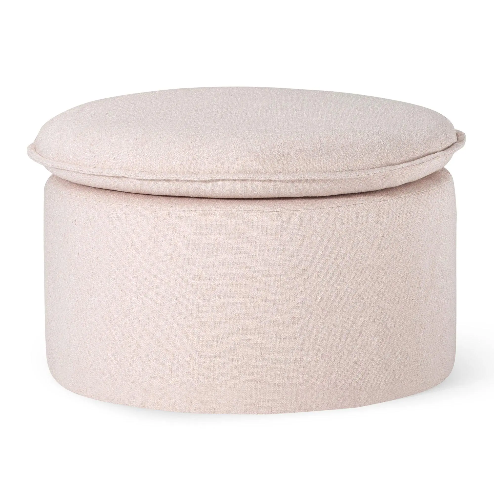 Maven Lane Lyra Contemporary Ottoman in Cream Fabric Upholstery Maven Lane Lyra Contemporary Ottoman in Cream Fabric Upholstery