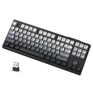 ZIYOU LANG M87 75% Wireless Gaming Keyboard Mechanical Feel Silent Rainbow Backlit Bluetooth/2.4Ghz PBT Gradient Keycaps Rechargeable 4000mAH Battery Ergonomic for MAC/Win/PC-Moonnight