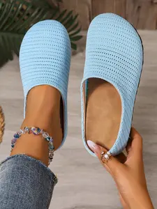 Women's Softwood Mid-Heel Elastic Slip-On Breathable Western Mules, All Season Casual PU Leather Slippers, Medium Width Large Size Footwear