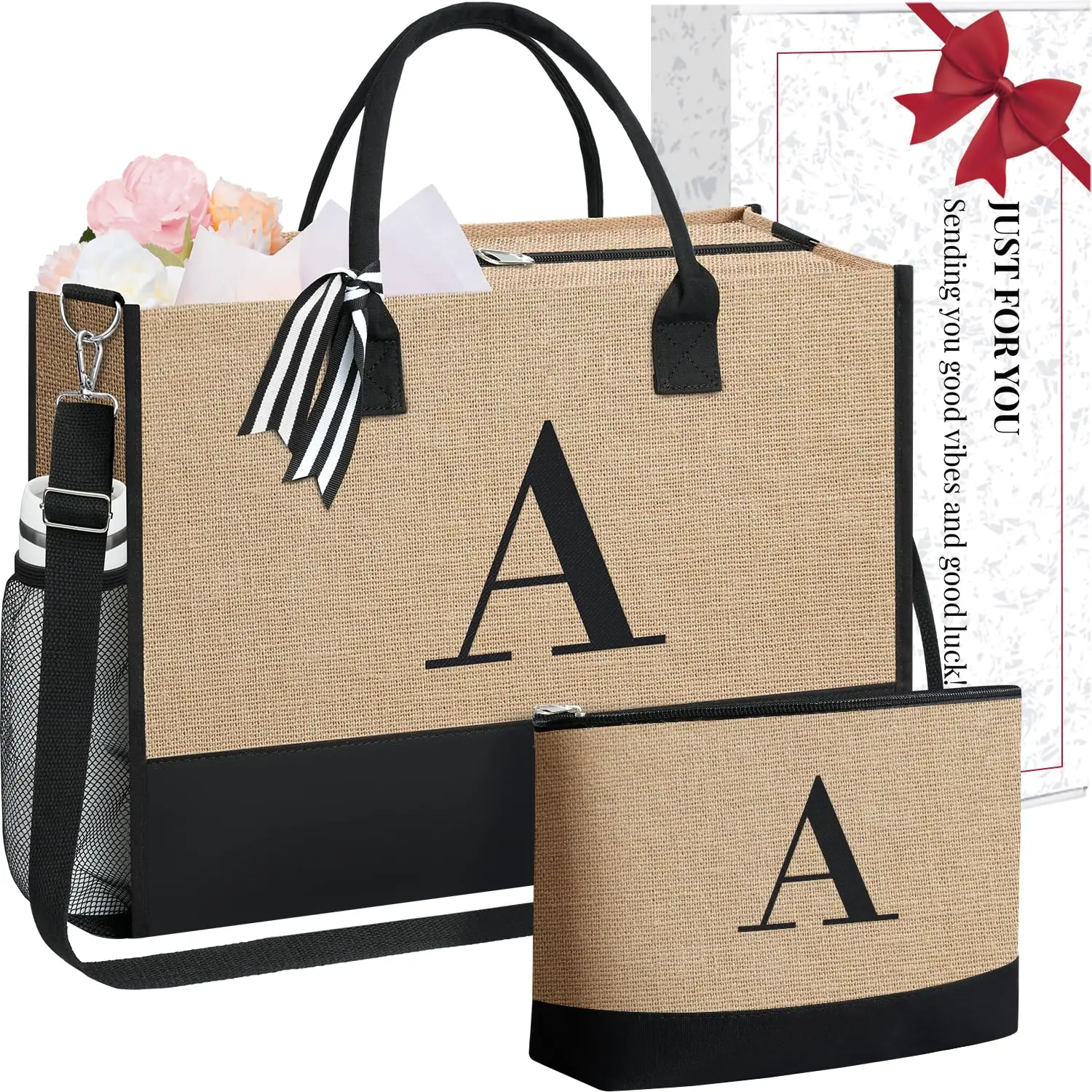 BAGAIL Personalized Initial Letter Tote Bag for Women - Casual, Adjustable Straps, Zip Closure, Everyday Use, Birthday Gift for Mom, Teachers, Friends