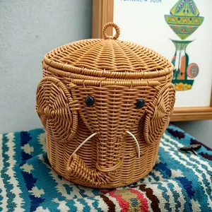 Cute Storage Basket/Elephant Breathable Storage Box/Storage Basket/Small Dirty Clothes Basket/Gift/Miscellaneous/Decorative Basket/Home Display Ornaments/Study Room Living Room Camping Garden Courtyard Use//Super Bowl/St. Patrick's Day/Ramadan/Easter