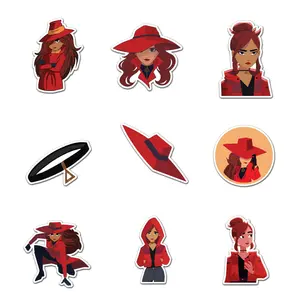 Carmen Sandiego Sticker Pack 9 PCS Vinyl, Movie Car Wall Kid Phone Book Stickers, Funny Sticker Decal Decor