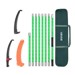 fathersdaygift VEVOR Manual Pole Saw, 3.87-27 ft Extendable Pole Tree Pruner, Sharp 65Mn Steel Blade, Lightweight Fiberglass Handle Pole, Double-Hook Saw for High Branch Trimming, Pruning Tool for Palms, Shrubs