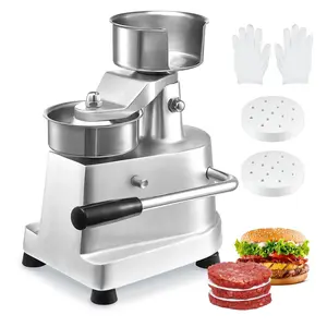 【Summervibes】VEVOR Commercial Burger Patty Maker,  , 100mm/4inch Hamburger Beef Patty Maker, Heavy Duty Food-Grade Stainless Steel Bowl Burger Press Machine, Kitchen Meat Forming Processor with 1000 Pcs Patty Papers