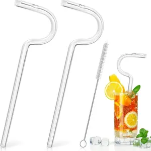 Reusable Anti-Wrinkle Straws, 2Pcs Heart-Shaped Lip Line Prevention Straws with Cleaning Brush, Food-Grade Plastic Drinking Straws , Prevent Lip Lines & Lip Wrinkles, Ideal for Home, Bar, Party