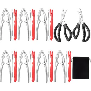 24 piece Seafood Crab Crackers Tools Stainless Steel Crab Crackers Crab Leg Fork Seafood Scissors And Storage Bag Beauty & Personal Care