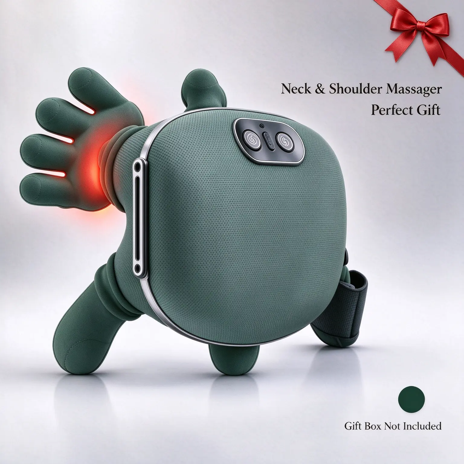 Electric Neck and Shoulder Massager Belt with Heat, Bionic Finger Kneading Massage Device, Adjustable Strap for Neck and Shoulder Relaxation, Green