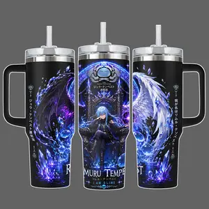 Rimuru Tempest Demon Lord Stainless Steel Insulated Tumbler Cup, 20oz/40oz with Straw Lid Included, 40oz Handle Option, Full Wrap That Time I Got Reincarnated as a Slime Anime Design, Tensura Gift for Anime Fans