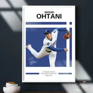 Shohei Ohtani Classic Semi-Glossy Paper Poster - Los Angeles Dodgers Pitcher, Bold Dynamic Action, 170 gsm, 0.19 mm Thickness, Perfect for Bedroom, Office, or Sports Fan Wall Decor