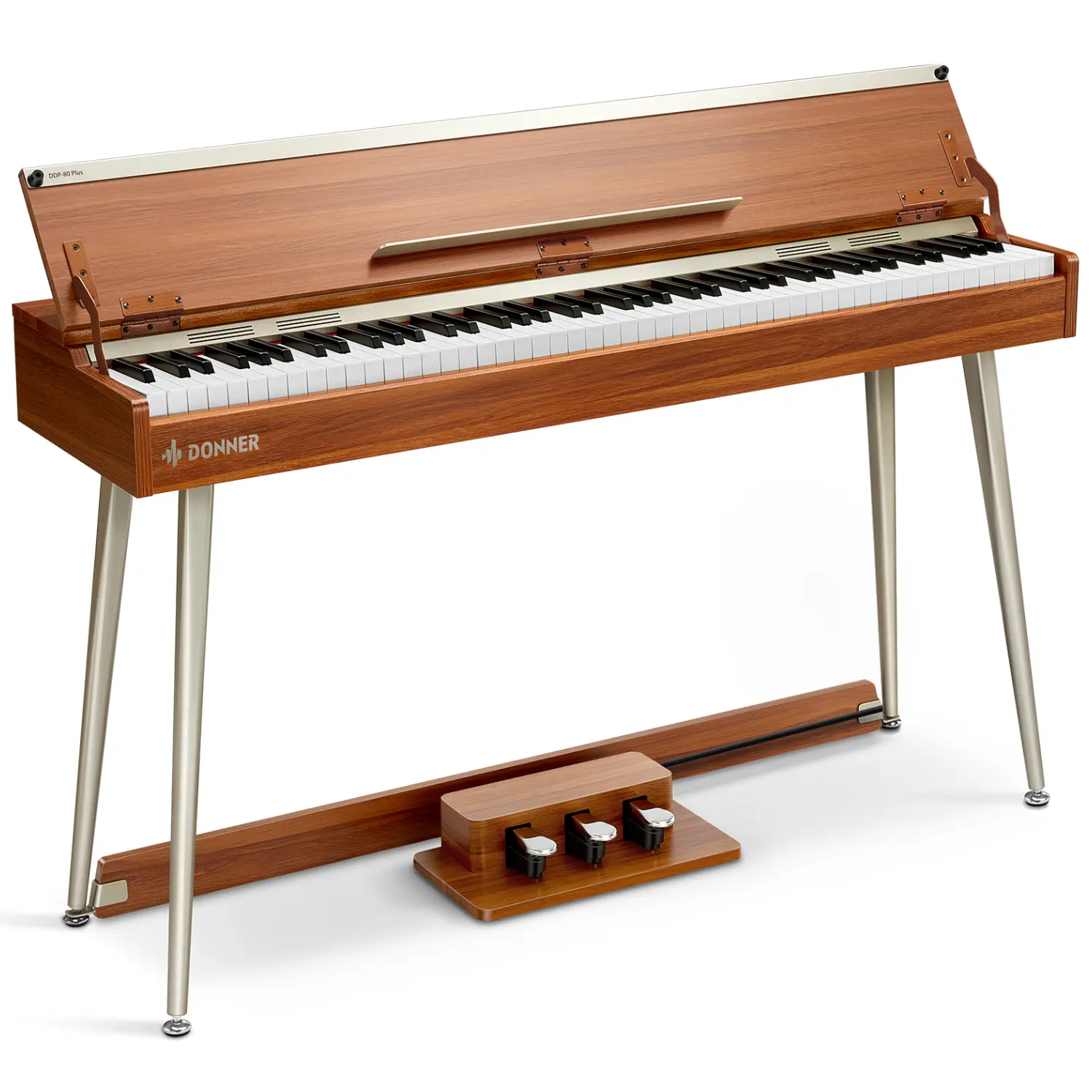 Donner DDP-80 PLUS 88 Key Weighted Keyboard Piano - Wooden Construction, Large Floor Digital Piano with Semi-Open Cover for Music Lovers