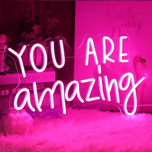 ROSNEK "You Are Amazing" Neon Sign - Soft Glow Flexible LED Tube Wall Hanging Light, USB-Powered, Gentle on Eyes, Daily Encouragement Women's Bedroom Decor, Ideal Birthday Gift