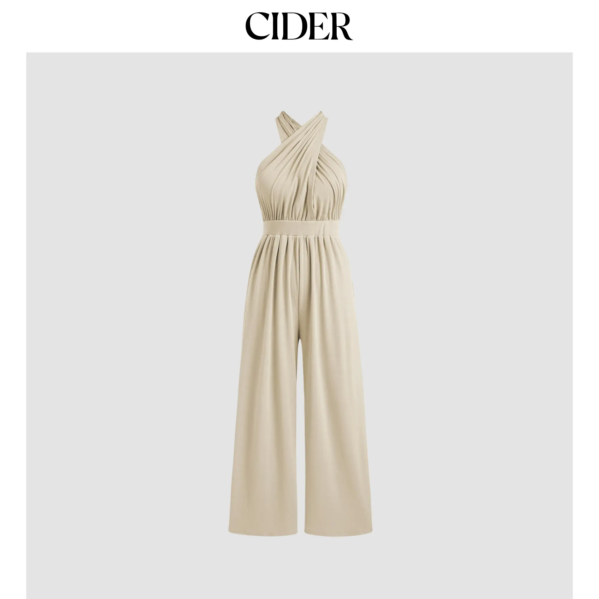 Cider Women's Solid Rib-Knit Fitted Overalls - Jumpsuit with Criss Cross Knotted Detail, Stylish Womenswear Outfit