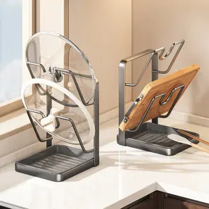 JointlyCreating Multi-Functional Kitchen Organizer Rack Holds Lids Cutting Boards Non-Slip Durable Double Layer