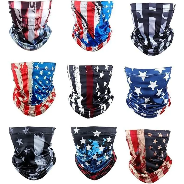 Sun Protection  Mask  Gaiter - 9 Pack Breathable UV Protection Scarf for Men & Women, Hiking, Cycling, Fishing