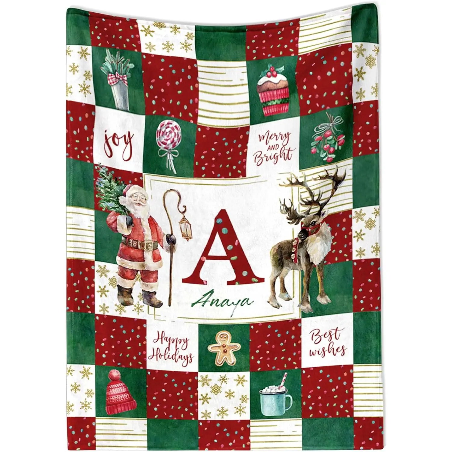 Callie Personalized Christmas Blanket - Custom Print, Wrinkle-Resistant, Fade-Resistant, Durable, Soft Cozy Flannel/Sherpa Santa Throw, Machine Washable, Kids' Holiday/Birthday Gifts for Family