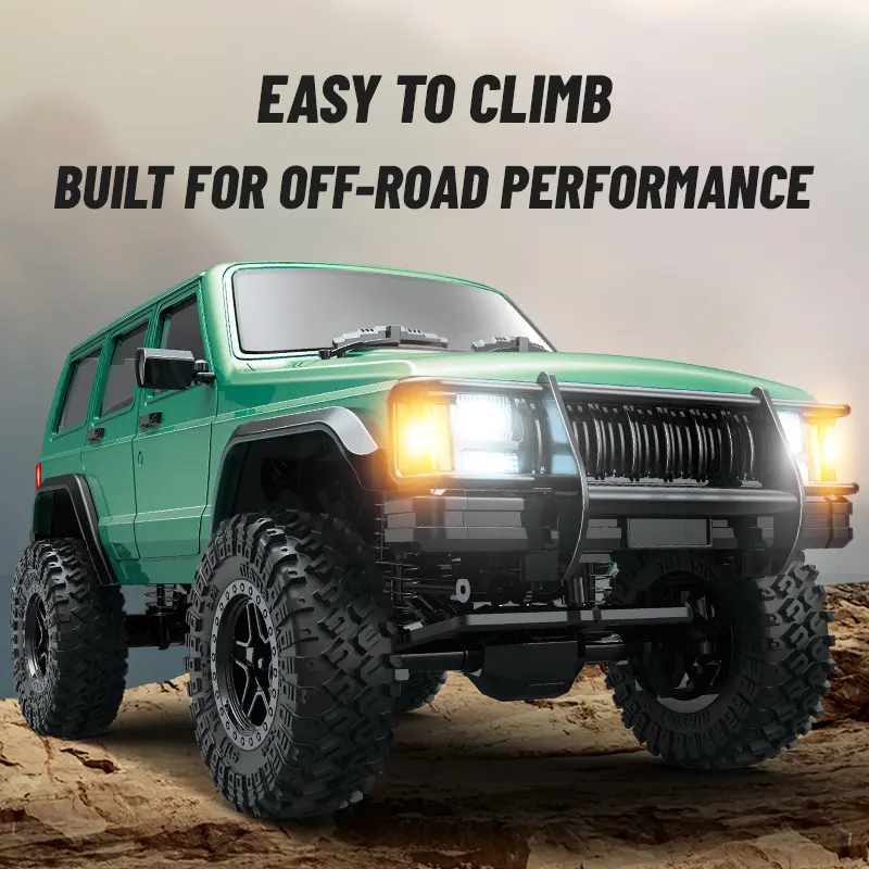 4WD RC Rock Crawler Remote Control Car - 4WD Rock Traction, Proportional Drive, Oil Shock Absorbers, High-Speed All-Terrain, Sand/Grass/Mud OK, Highly Detailed Body, Ready-to-Run (RTR) Electric Toy for Off-Road Enthusiasts