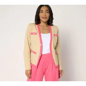 Isaac Mizrahi Live! 24/7 Stretch Jacket with Contrast Trim