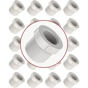 20 count 3/4 Inch Male Thread to 1/2 Inch Female Threaded PVC Pipe Fittings - Reducer Bushing PVC Pipe Fittings Adapter Coupling for Connecting Pipe, White