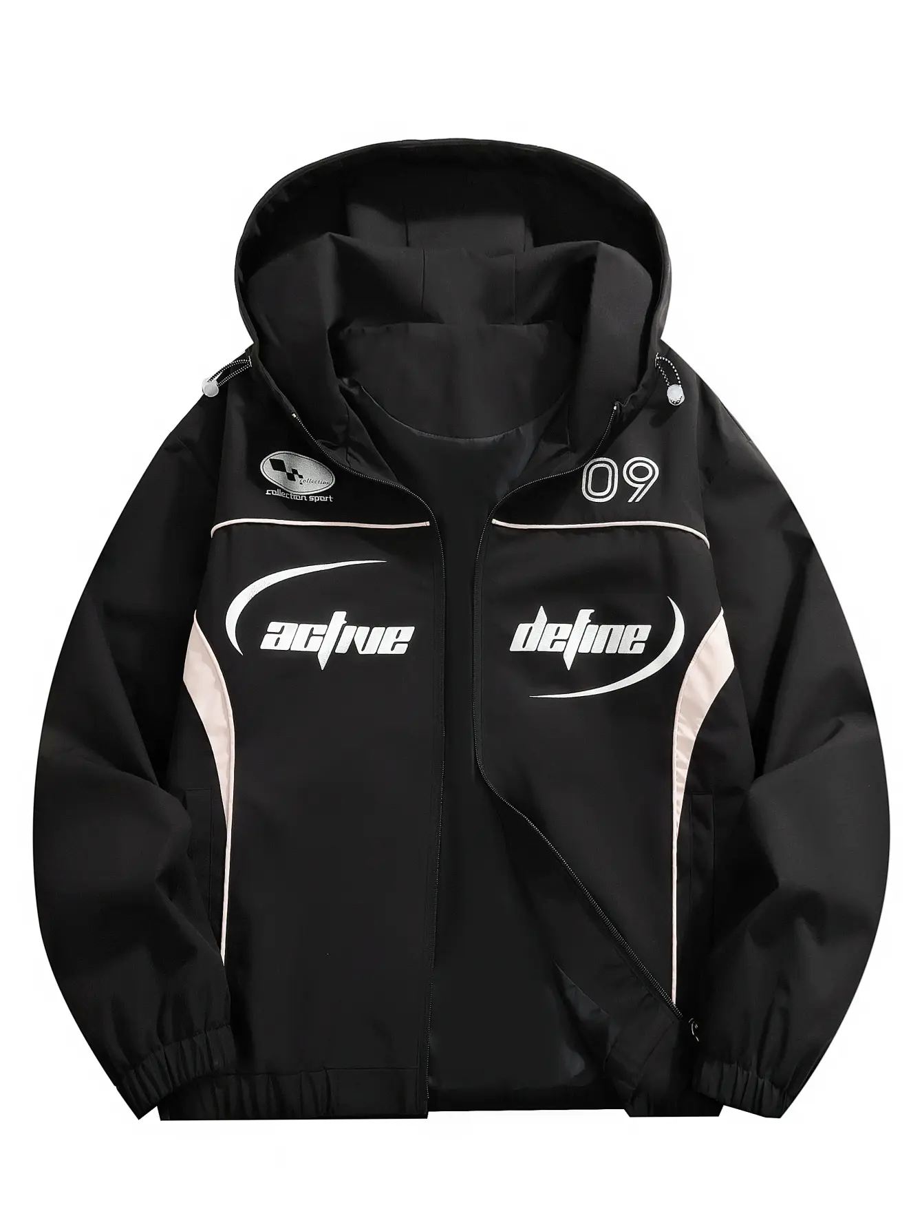 Men’s lightweight hooded casual jacket for spring/autumn, American collegiate style, utility flight jacket design