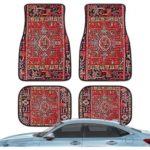 4-Piece Bohemian Anti-Slip Car Floor Mats for General Motors, Wear-Resistant Easy-to-Clean Polyester Fiber Car Interior Accessory, Auto Parts (No Guarantee), Accessories For Car