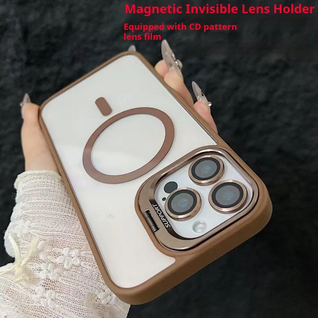 Magnetic Metal Lens Smartphone Case - Luxury Minimalist Tech Cool Aesthetic Casing, Shockproof Lens Protection Cover, Phone Accessories for iPhone 17 Air, 16 Pro Max, 15 Plus, 14 Pro, 13/12