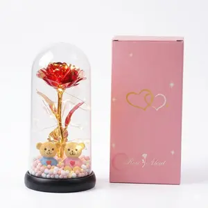 Eternal Red Rose with Companion Teddy Bear & Ambient Night Light — A Charming and Fun Artificial Flower Gift. Perfect for Moms, Teachers, Girlfriends, Boyfriends, and Couples; Ideal for Birthdays, Holidays, 2026 Graduations, or as a Delightful Surprise.