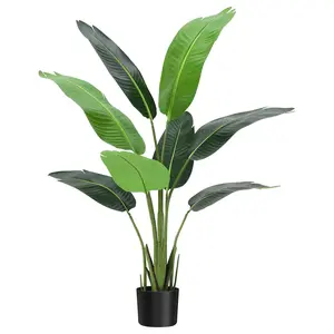 Gaomon 6 FT Tropical Artificial Bird of Paradise Faux Tree - 17 Rubber Fabric Leaves, PE Trunk, Waterproof Stable Pot Planter, Decorative Indoor Home Decor Gift, Leaf