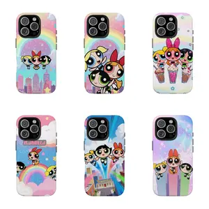 KawaiPowerpufis Anime Girls Film Shell Painting Cute Phone Cases ForiPhone 17 Promax Pro Air 16 Plus  hockproof Protective Cover Best Gifts of Christmas Halloween Birthday Valentine