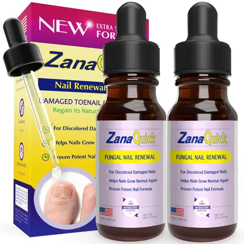 ZanaQuick Extra Strength Nail Repair, 2 Pack, Restores Damaged Discolored Nails, Gentle Daily Dropper Treatment Manicure Moisture