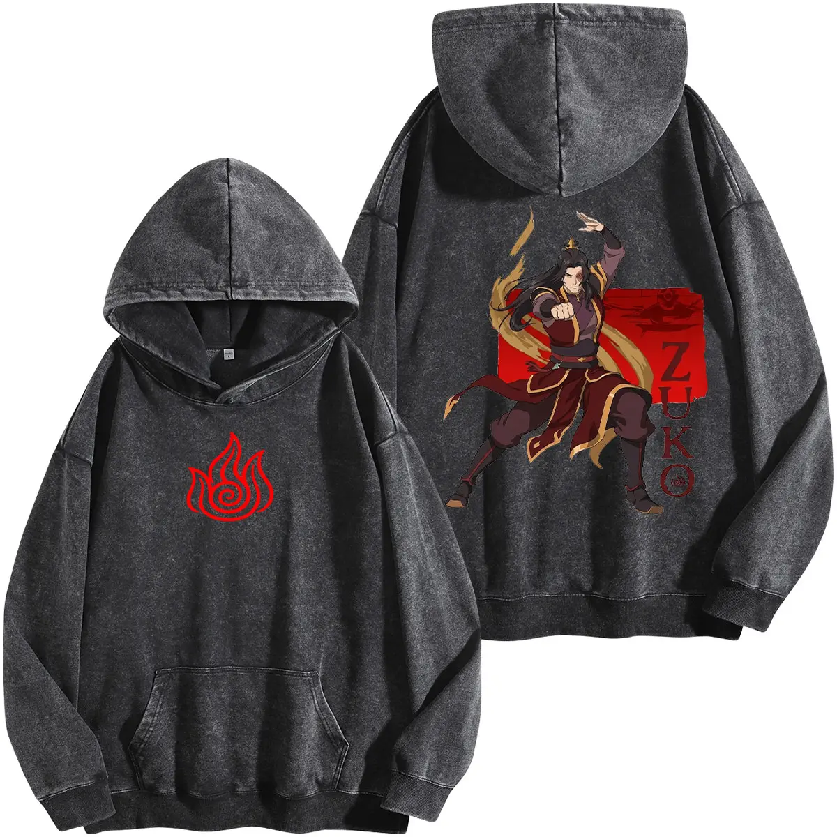 Avatar Team Adult Avatar Aang Zuko Toph Katara The last Air Bender 2 Hero Double Printed Oversize Washed Hoodie heavytweight Acid Washed Tee TV Show Graphic Top Cotton Gift T-Shirt For Comic Lover, Gift T-Shirt For Movie Lover